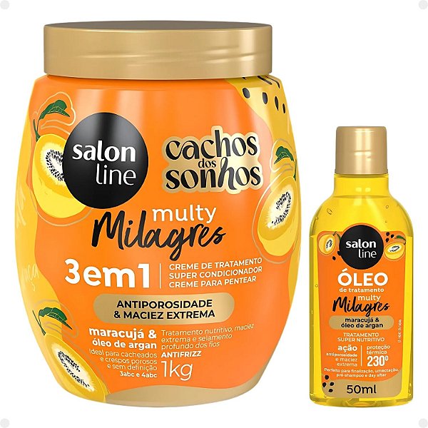 Kit Salon Line Multy Milagres: 1 Creme Multifuncional e 1 Óleo Maracujá
