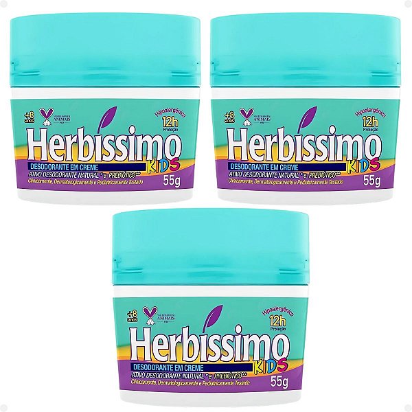 Kit Herbíssimo Kids: 3 Desodorante em Creme 55g