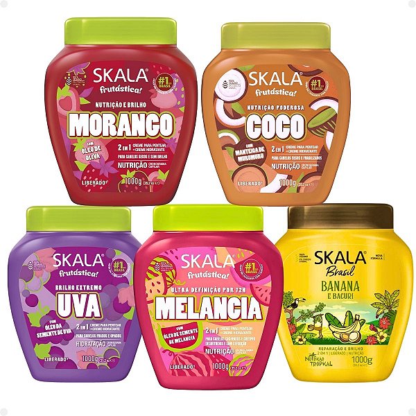 Kit Máscara Skala: Banana, Coco, Melancia, Morango E Uva 1000g