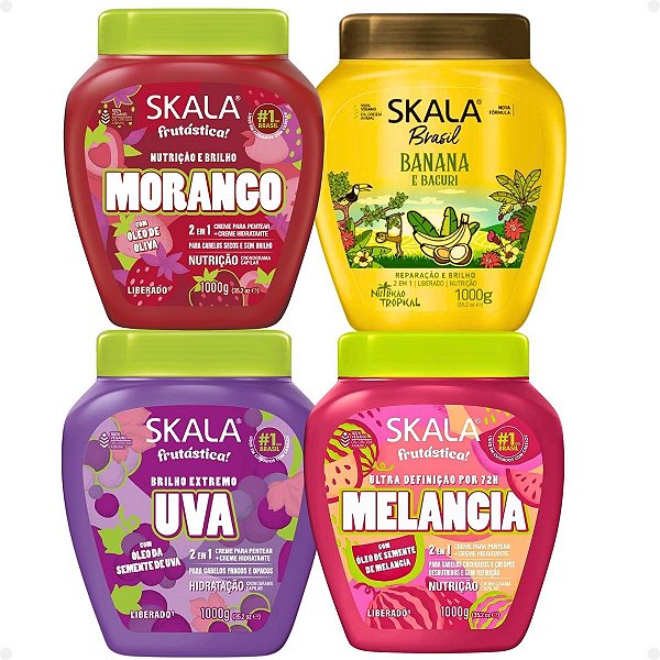 Kit Máscara Skala: Banana, Melancia, Morango E Uva 1000g