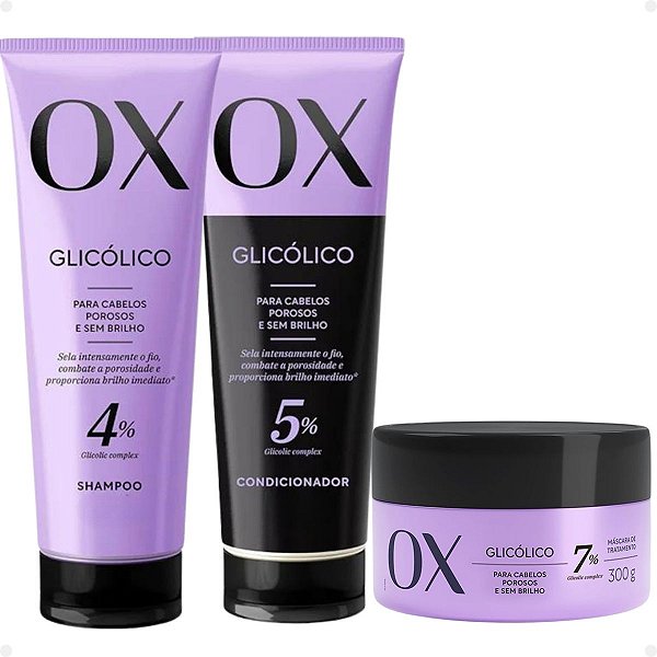 Kit Ox Glicólico: Shampoo, Condicionador e Máscara 240ml