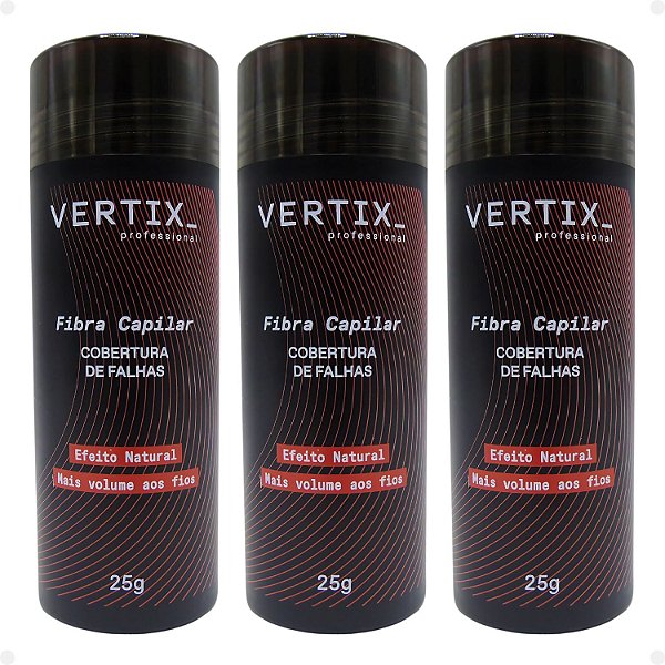 Kit Vertix: 3 Fibras Capilar Preta Cód.2811 25g
