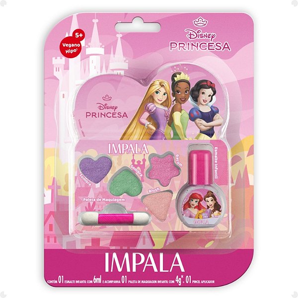 Kit Impala Princesa: 1 Paleta de Maquiagem e 1 Esmalte Infantil