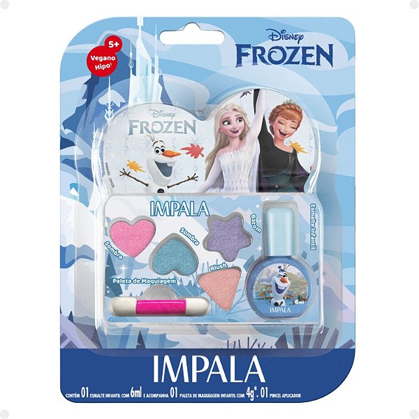 Kit Impala Frozen: 1 Paleta de Maquiagem e 1 Esmalte Infantil