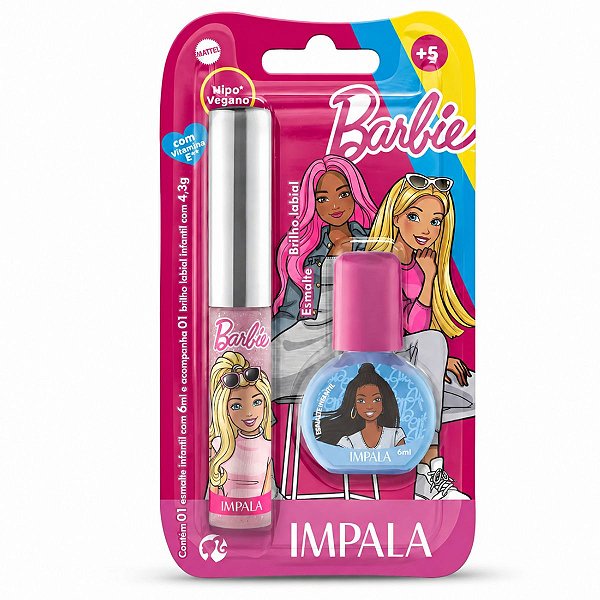 Kit Impala Barbie:1 Esmalte e 1 Brilho Labial