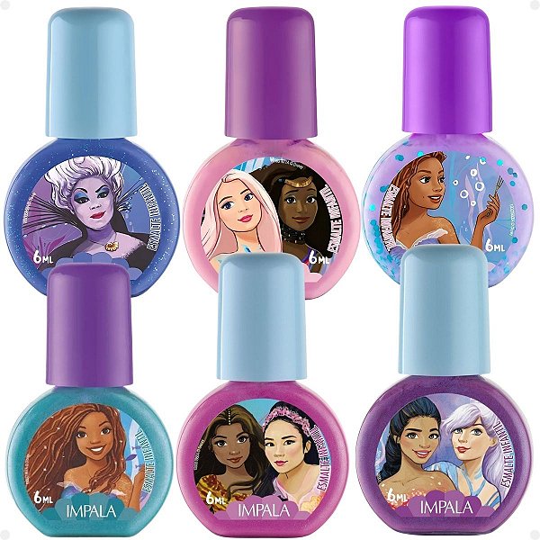 Kit Impala Disney A Pequena Sereia: 6 Esmaltes Infantil 6ml