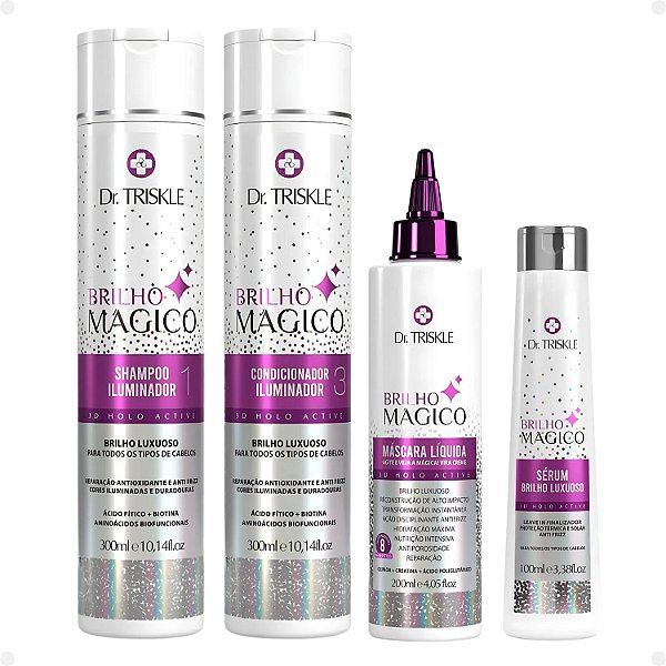 Kit Dr Triskle Brilho Mágico: Shampoo, Condicionador, Máscara Líquida e Sérum