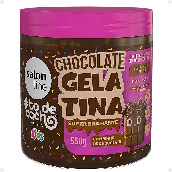 Gelatina Super Brilhante Salon Line Kids #todecacho Chocolate 550g