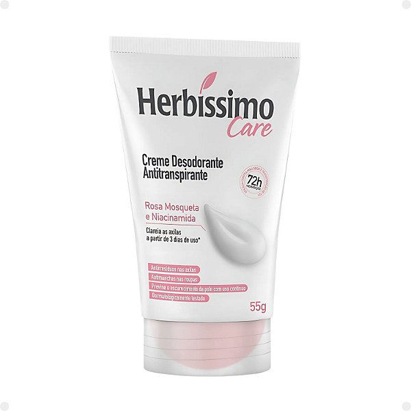 Creme Desodorante Antitranspirante Herbíssimo Care Rosa Mosqueta e Niacinamida 55g