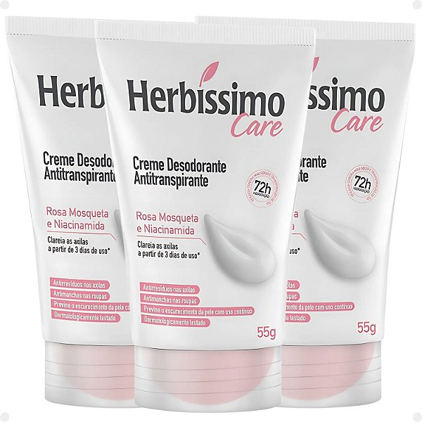 Kit Herbíssimo Care Rosa Mosqueta e Niacinamida: 3 Cremes Desodorante 55g