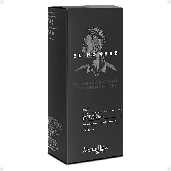 Kit Coloração Creme Semipermanente Acquaflora El Hombre Preto