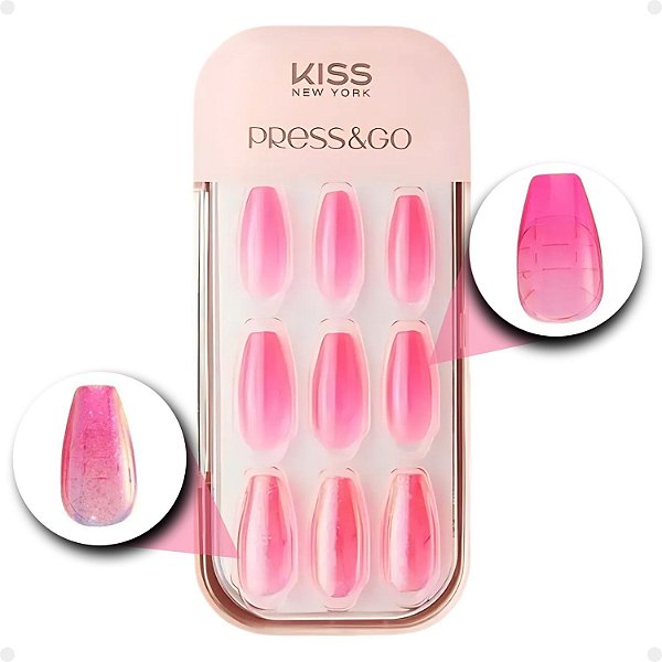Unha Postiça Autocolante Press&Go Pink Jelly KPNC12K
