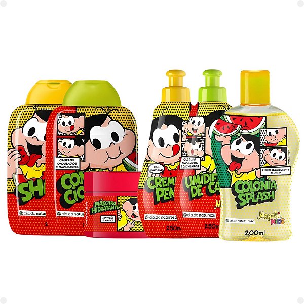 Kit Cia da Natureza Magali Kids Cabelos Ondulados e Cacheados: Shampoo, Condicionador, Máscara, Creme, Umidificador e Colônia