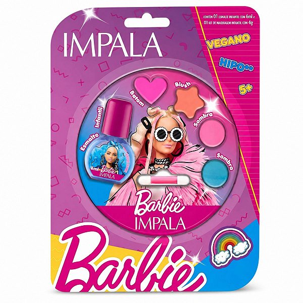 Kit Impala Barbie: 1 Esmalte Girl Power e 1 Paleta de Maquiagem Cj. 3