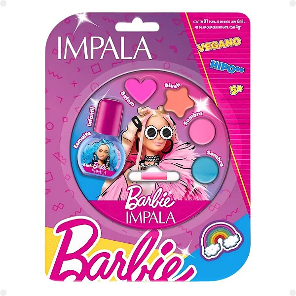 Kit Impala Barbie: 1 Esmalte Girl Power e 1 Paleta de Maquiagem Cj. 3