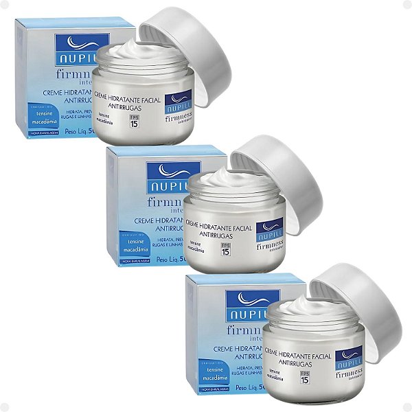 Kit Nupill Firmness Intensive: 3 Cremes Hidratante Facial Antirrugas Fps 15 50g