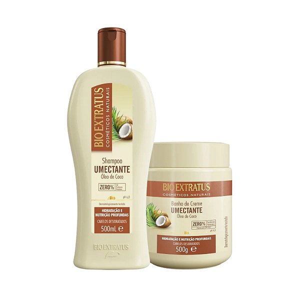 Kit Bio Extratus Umectante Óleo de Coco: Shampoo 500 ml e Banho de Creme 500g