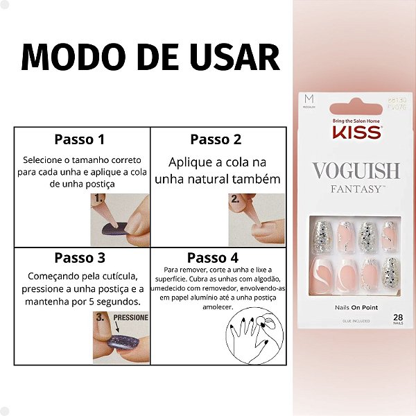 Unhas Postiças Média Kiss Ny Voguish Fantasy Celebration Fv300b