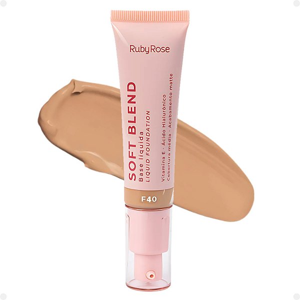 Base Líquida Ruby Rose Rosa Soft Blend F40 Média Cobertura 30g Hb-M301-4