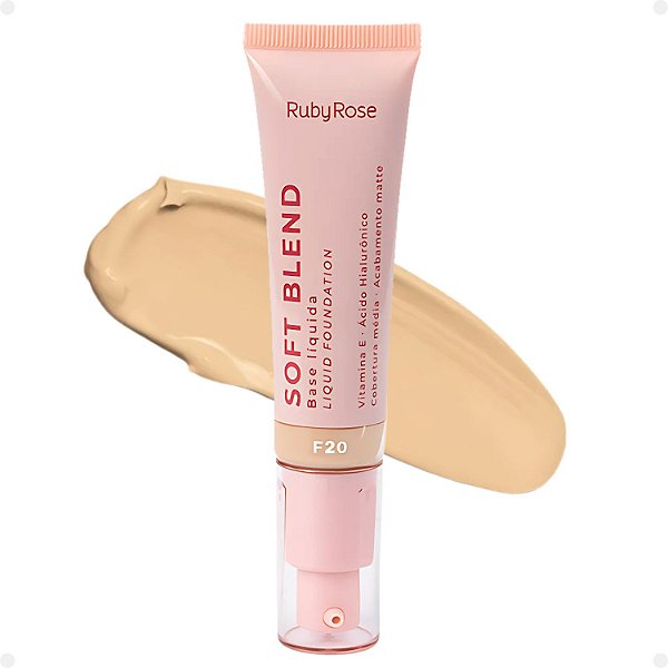 Base Líquida Ruby Rose Rosa Soft Blend F20 Média Cobertura 30g Hb-M301-2