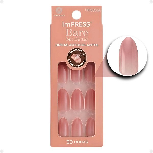 Unhas Autocolantes Amendoada Kiss Ny imPress Bare But Better Back To Basics Imcb300b