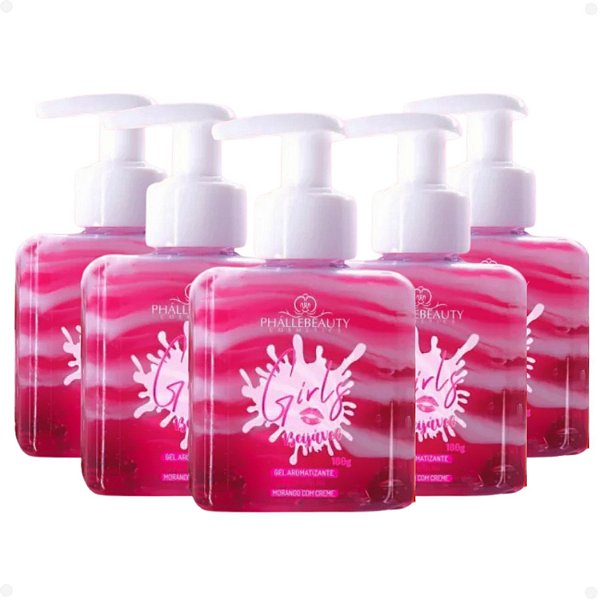 Kit Hidratante Phállebeauty Girls Gel Aromatizante Beijável Para Virilha Morango Com Creme Com 5 180g