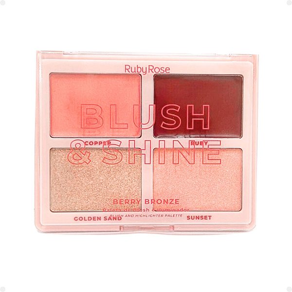 Paleta de Blush e Iluminador Ruby Rose Blush & Shine Berrry Bronze HB-M1001-2