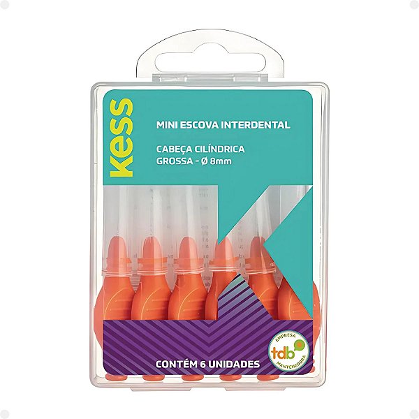 Mini Escova Interdental Kess Cabeça Cilíndrica Grosa - Ø 8mm Com 6un Cód. 2007