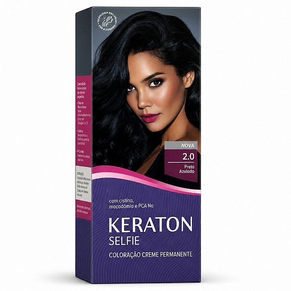 Coloração Creme Kert Keraton Selfie 2.0 Preto Azulado