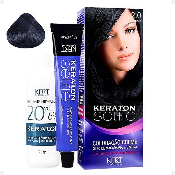 Coloração Creme Kert Keraton Selfie 2.0 Preto Azulado