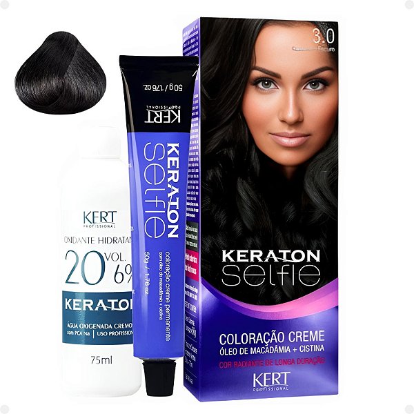 Coloração Creme Kert Keraton Selfie 3.0 Castanho Escuro