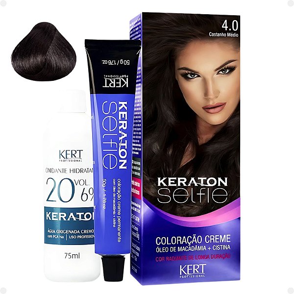 Coloração Creme Kert Keraton Selfie 4.0 Castanho Médio