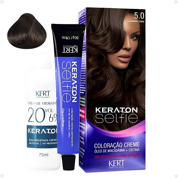 Coloração Creme Kert Keraton Selfie 5.0 Castanho Claro