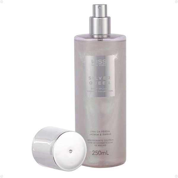 Body Splash Kiss New York Shimmer Collection Silver Queen Lima da Pérsia, Jasmim e Ambar 250ml