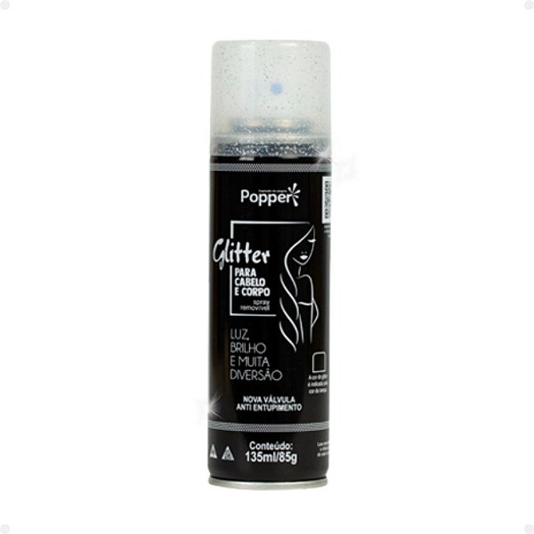 Glitter Popper Para Cabelo e Corpo Prata 150ml