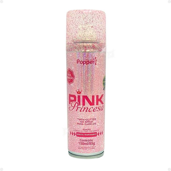 Glitter Popper Pink Princesa Tinta e Glitter Para Os Cabelo 150ml