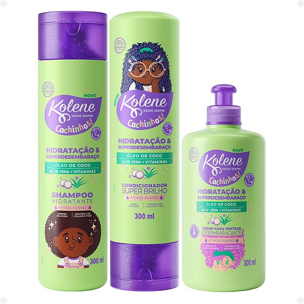Kit Kolene Cachinhos: Shampoo, Condicionador e Creme para Pentear 300ml