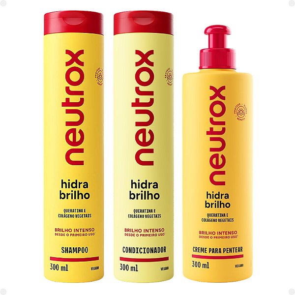 Kit Neutrox Hidra Brilho: Shampoo, Condicionador e Creme para Pentear 300ml