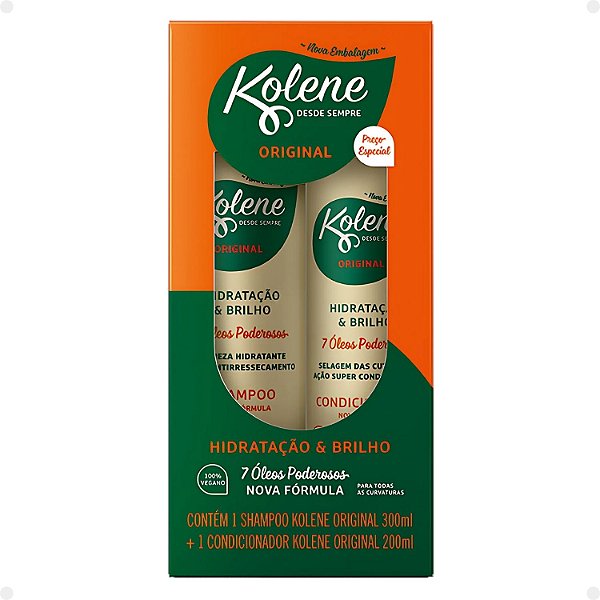 Kit Kolene Original Hidratação e Brilho: Shampoo 300ml e Condicionador 200ml