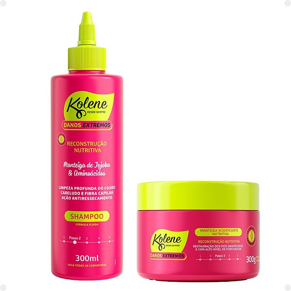 Kit Kolene Danos Extremos Reconstrução Nutritiva: Shampoo e Manteiga Acidificante Nutritiva
