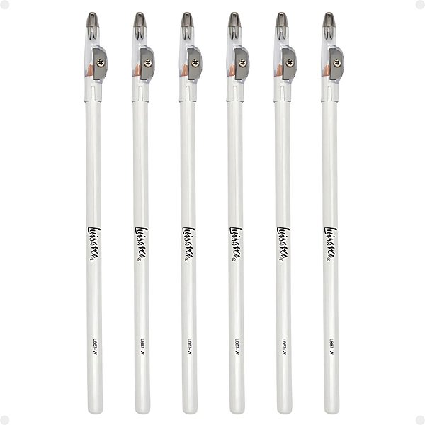 Kit Luisance: 6 Lápis Para Olhos Branco com Apontador Ref. L887-w