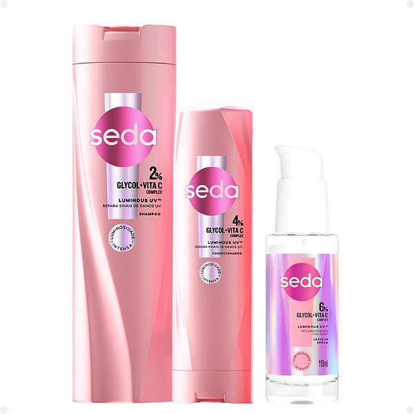 Kit Seda Luminous UV: Shampoo 300ml e Condicionador 190ml + Sérum Leave-in 110ml