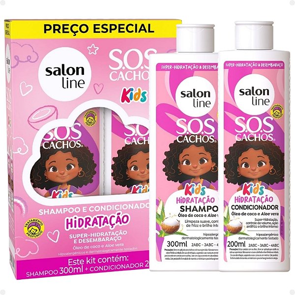 Kit Salon Line SOS Cachos Kids: Shampoo 300ml e Condicionador 200ml Hidratação