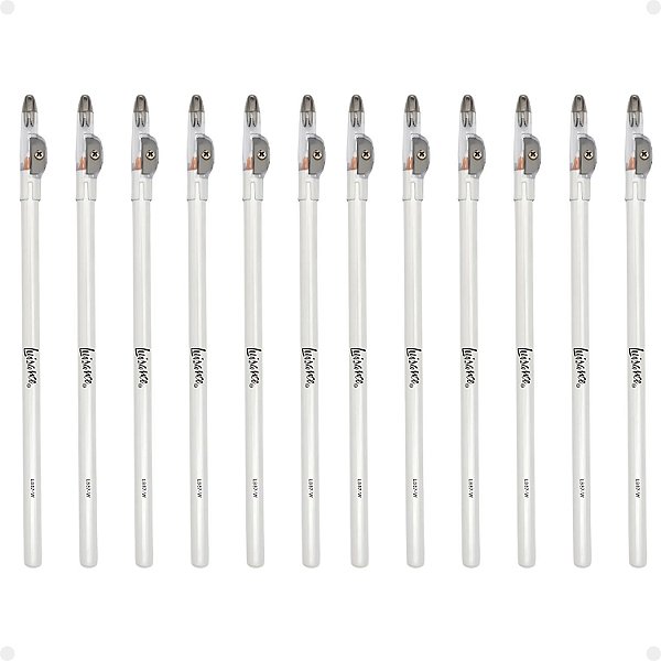 Kit Luisance: 12 Lápis Para Olhos Branco com Apontador Ref. L887-w