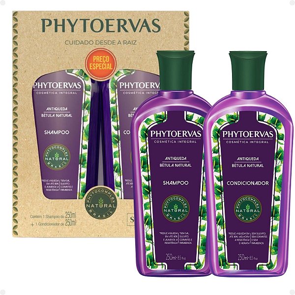 Kit Phytoervas Antiqueda Bétula Natural: Shampoo e Condicionador 250ml