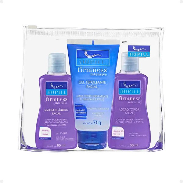 Kit Travel Nupill Firmness Intensive: Sabonete, Gel Esfoliante e Loção Tônica