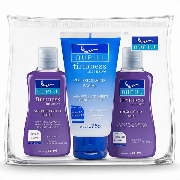 Kit Travel Nupill Firmness Intensive: Sabonete, Gel Esfoliante e Loção Tônica