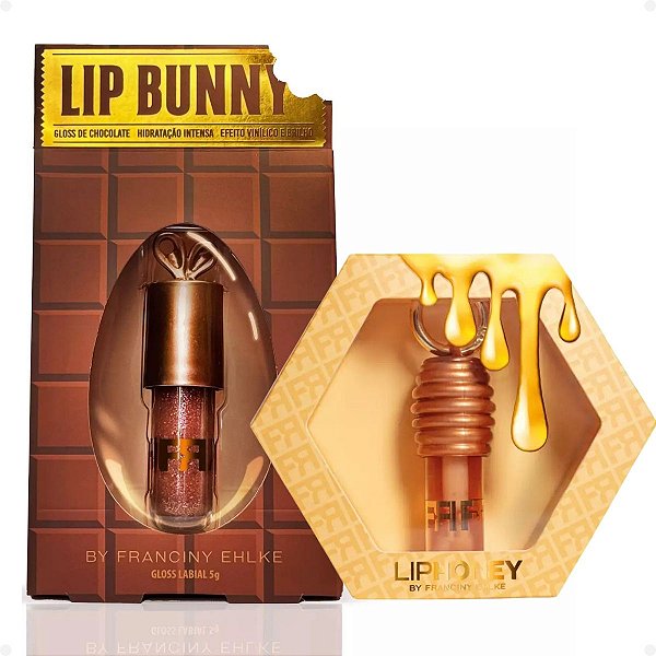 Kit Franciny Ehlke Gloss Labial: Lip Honey Mel e Lip Bunny Chocolate