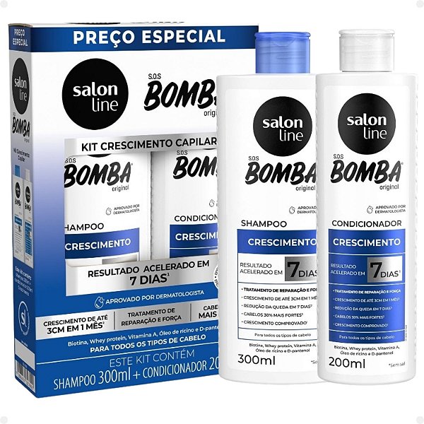 Kit Salon Line SOS Bomba Crescimento Capilar: Shampoo 300ml e Condicionador 200ml
