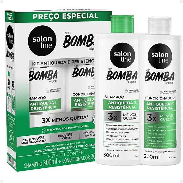 Kit Salon Line SOS Bomba Antiqueda e Resistência: Shampoo 300ml e Condicionador 200ml